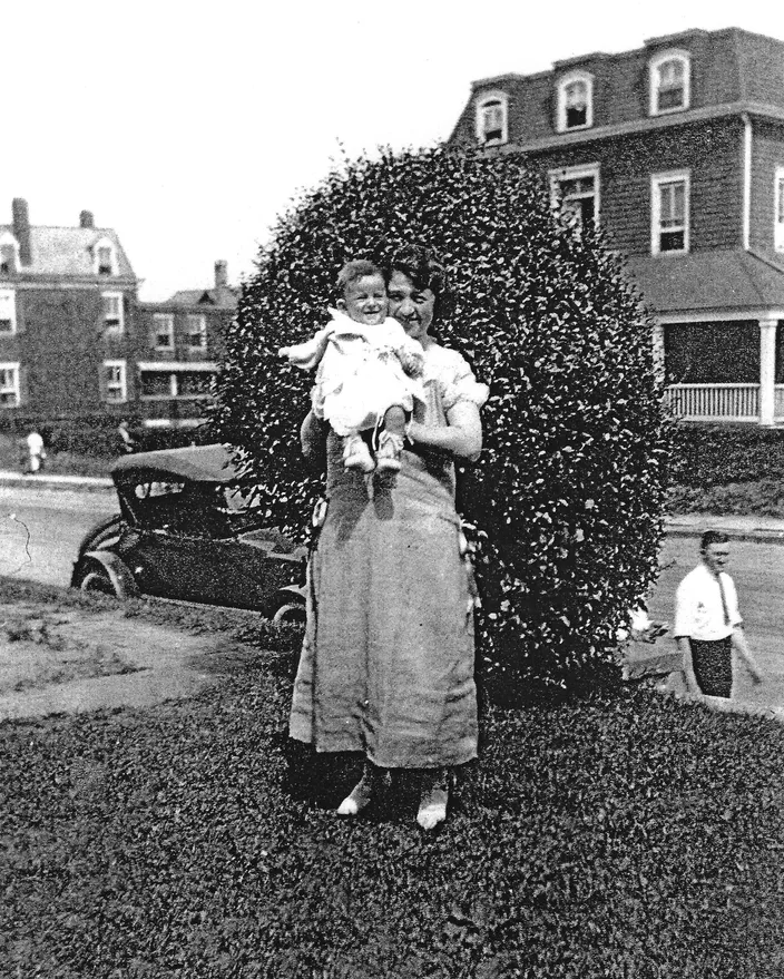 Norman Mailer as an infant with his mother, Fanny Mailer, 1923
