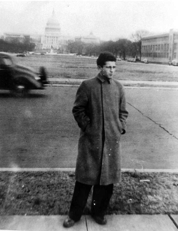 Norman Mailer before the U.S. Capitol, Washington, D.C., 1942