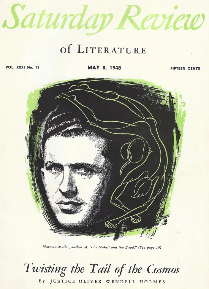 Saturday Review, 8 May 1948 — Hal McIntosh cover drawing of Mailer