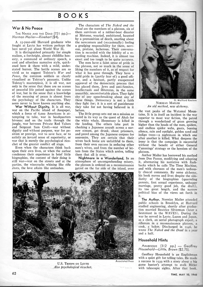 Time's "War & No Peace" review of The Naked and the Dead, 10 May 1948