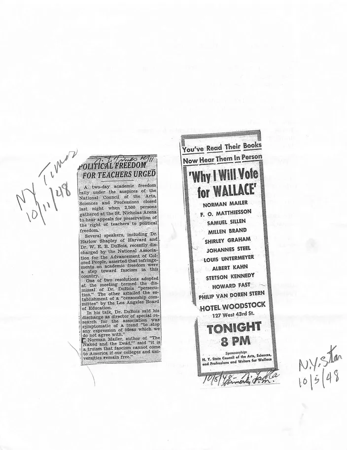 New York Times, "Political Freedom for Teachers Urged," 11 October 1948