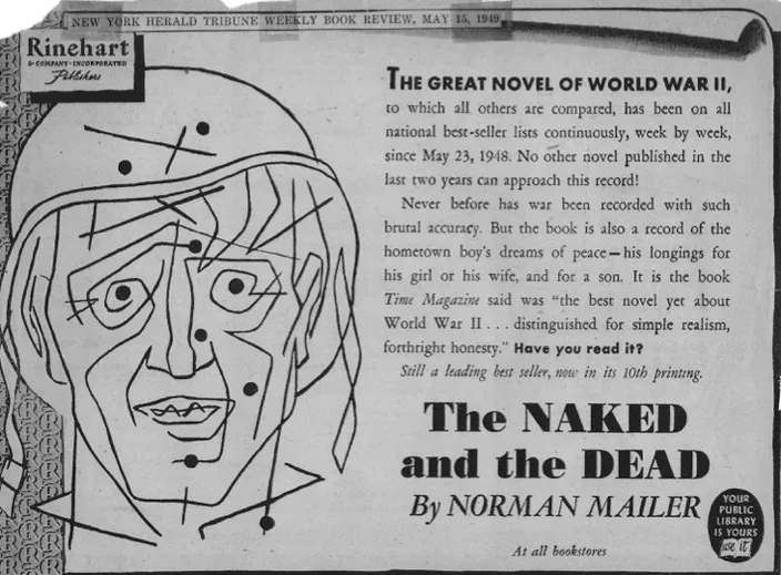 Rinehart's "Great Novel of WWII" ad, Herald Tribune, 15 May 1949