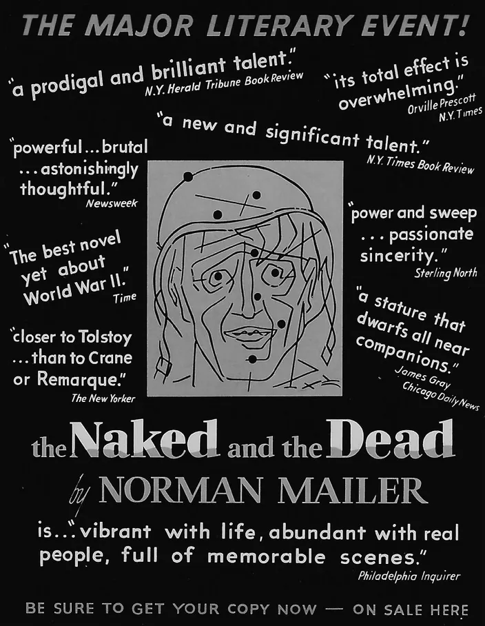 Rinehart's "Best Novel Yet to Come Out of the War" Book-Dividend Credit ad