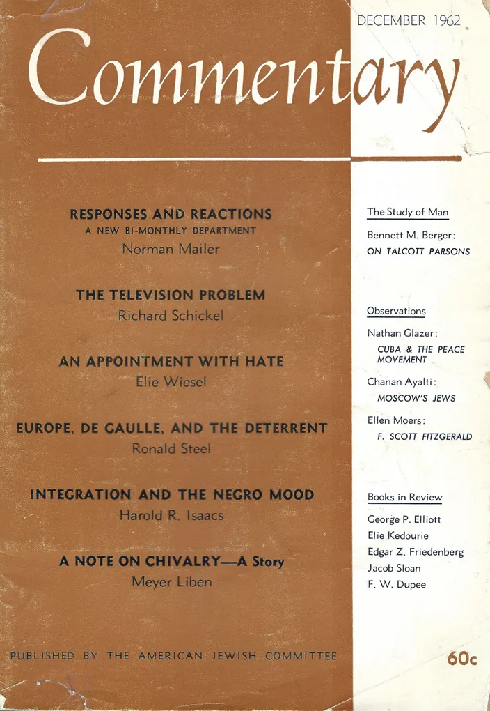 Cover of Commentary, December 1962, the inaugural installment of Responses and Reactions