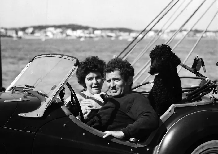 Mailer with Lady Jeanne Campbell and Tibo, Provincetown, 1962 (photograph by Ivan Massar)