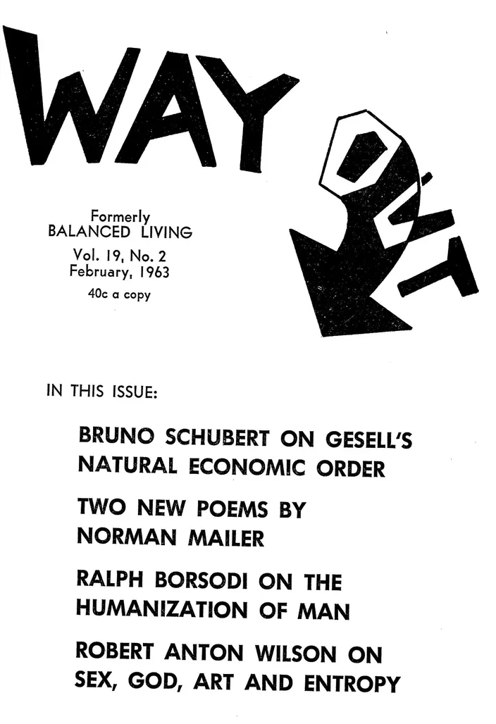 Cover of Way Out, Vol. 19, No. 2 (February 1963), advertising the two Mailer poems alongside Robert Anton Wilson and others