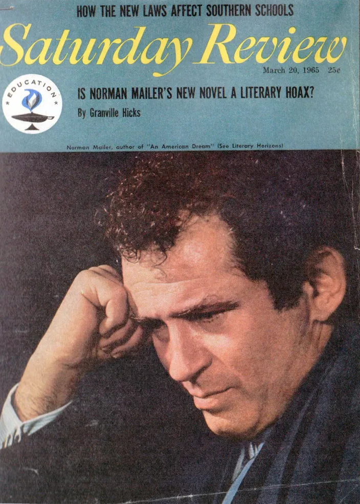 Cover of the Saturday Review, 20 March 1965: "Is Norman Mailer's New Novel a Literary Hoax?"