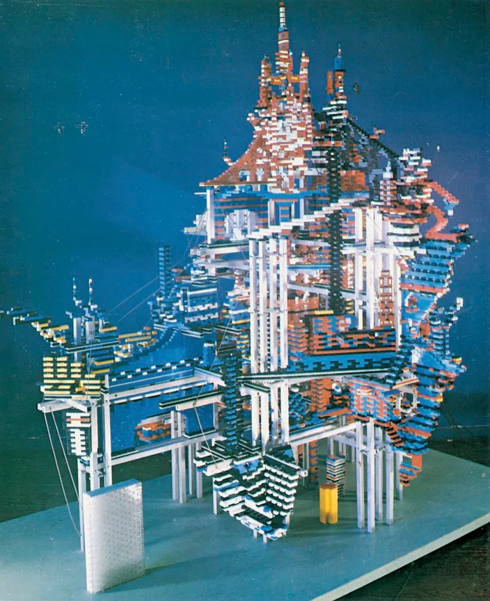Mailer's "Vertical City," the Lego model photographed for "Cities Higher than Mountains" (1965)