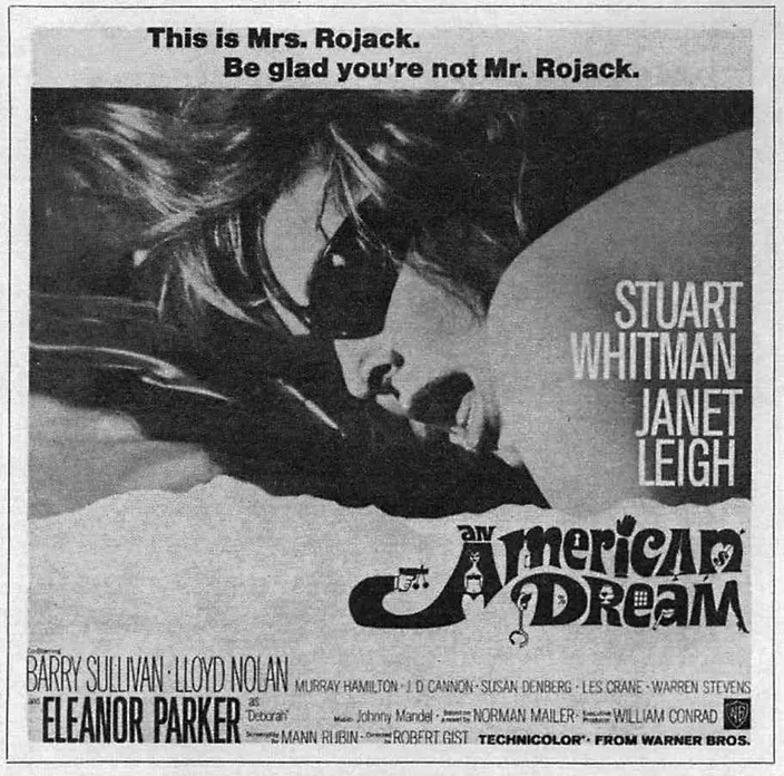 Warner Brothers pressbook advertisement for the An American Dream film (1966)