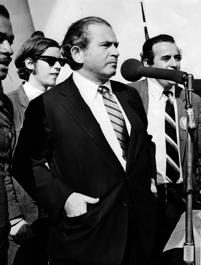 Norman Mailer at Grant Park during the 1968 Democratic National Convention, Chicago