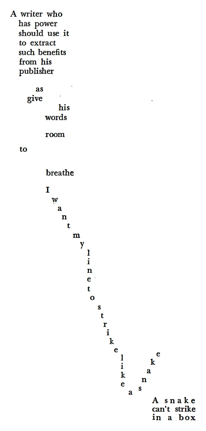 Facsimile of a poem from Deaths for the Ladies as printed on p. 211 of The Structured Vision of Norman Mailer