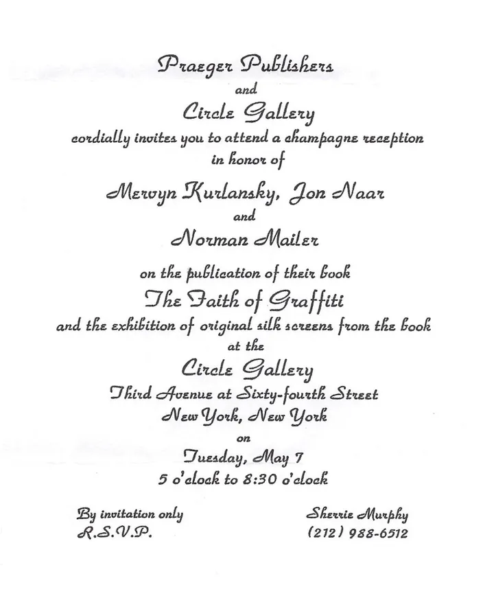 Invitation to the launch party, 7 May 1974
