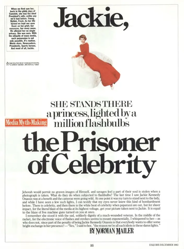 "Jackie, the Prisoner of Celebrity," Esquire, December 1983 (83.54)