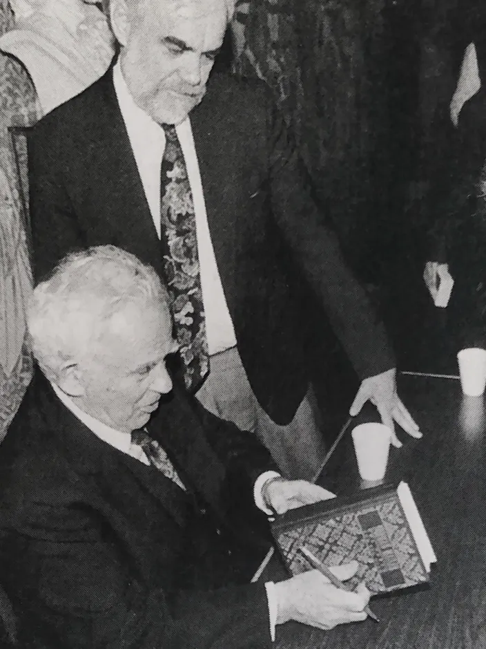 Norman Mailer with J. Michael Lennon at Wilkes University, 1992