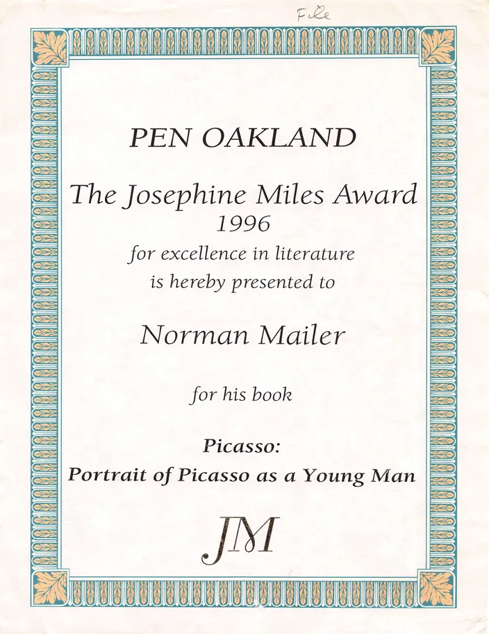 Norman Mailer at the PEN Oakland award, 1996