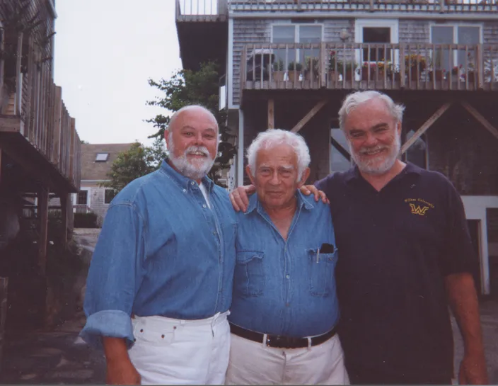 Carl Charnetski, Norman Mailer (center), and J. Michael Lennon in Provincetown, 2001