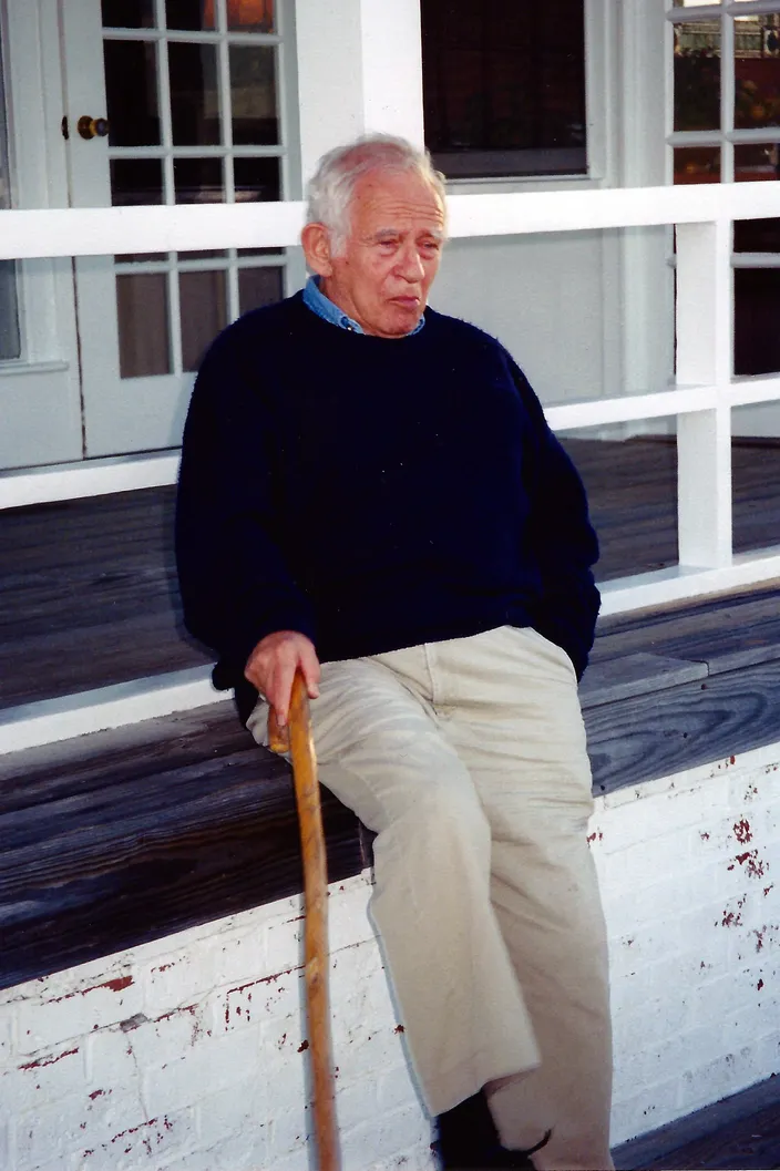 Norman Mailer on a Provincetown porch, 2002