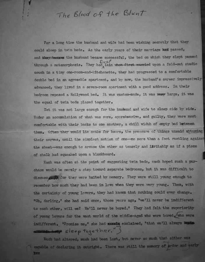 Manuscript of "The Blood of the Blunt" (c. 1951), Harry Ransom Center