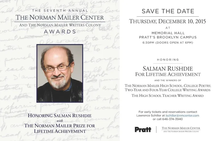 Salman Rushdie at a Norman Mailer Center event, December 2015